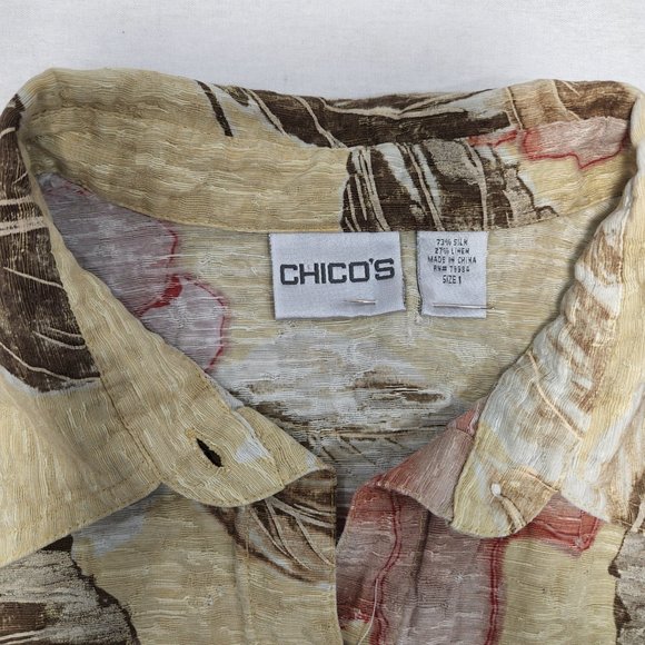 CHICO'S Floral Cardigan/Shirt Multicolor Size 1 (M)  3/4 Sleeves Button Up. - Picture 10 of 16